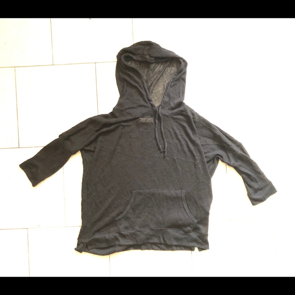 Gilly Hicks pullover hoodie sheer knit sweater top blouse goth urban vintage S